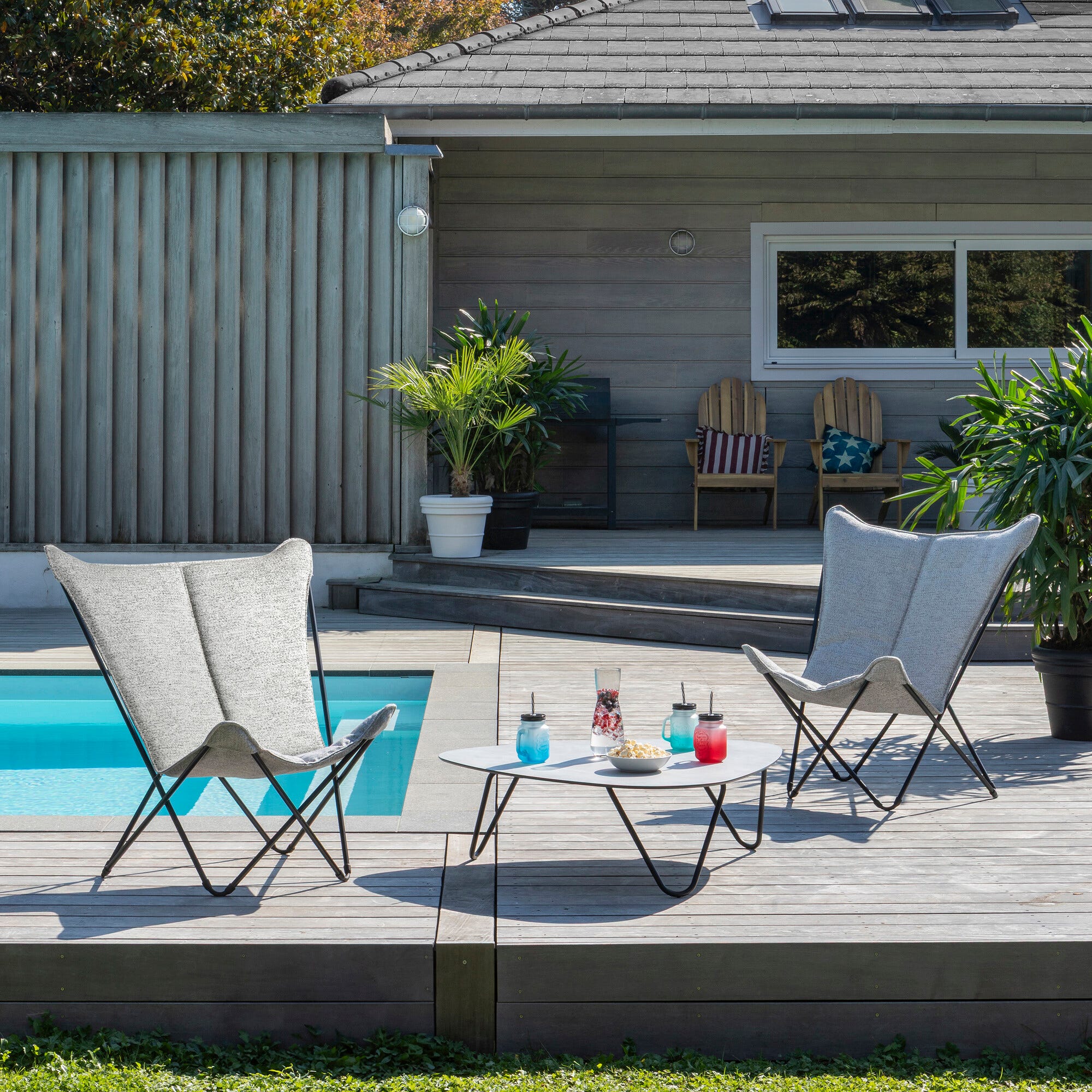 Fauteuil papillon matelassé grande largeur - Sphinx - Tundra - Gris Tundra Grey